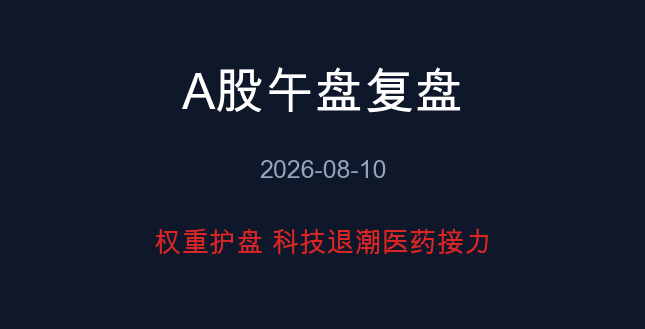 A股午盘复盘 08-10 权重护盘 科技退潮医药接棒