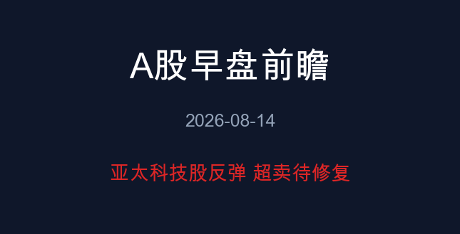 A股早盘前瞻 08-14