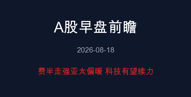 A股早盘前瞻 08-18