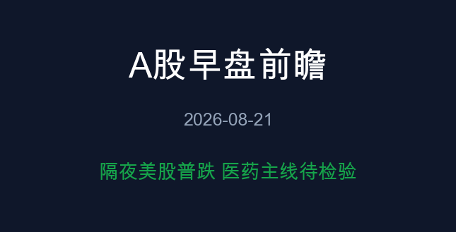 A股早盘前瞻 08-21